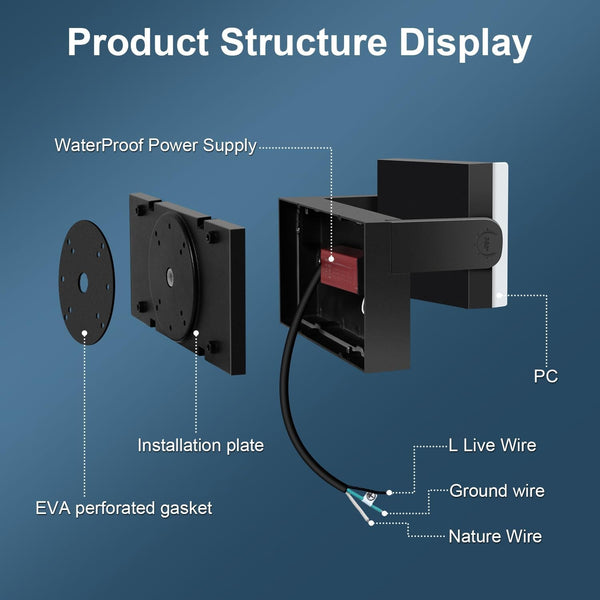 60W LED Outdoor Wall Lights 360° Rotatable 5000K IP656