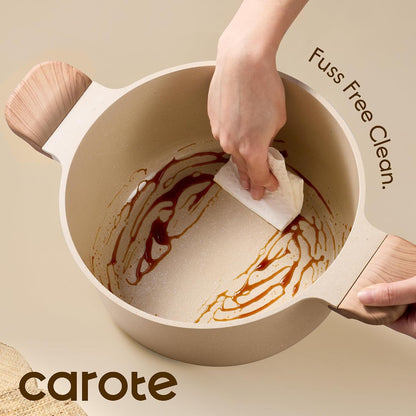5 Qt Nonstick Stock Pot with Lid Soup Pot, Ceramic 5 Quart Casserole with Lid, Easy to Clean Non Stick Cooking Pot Cookware PFOA Free, Ceramic Oatmeal3