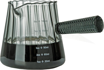 6OZ Glass Measuring Cup, Conical Espresso Cup, Glass Handle, Dark Gray1