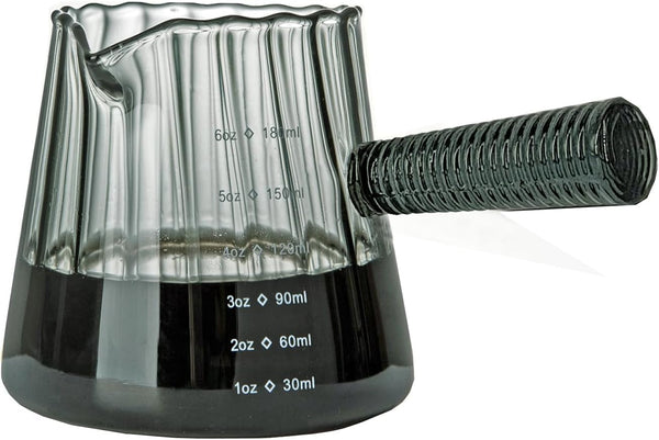 6OZ Glass Measuring Cup, Conical Espresso Cup, Glass Handle, Dark Gray1