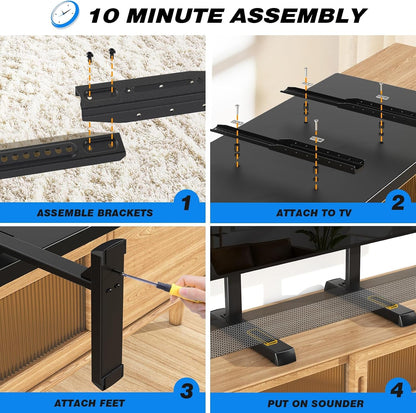 Table Top TV Stand with Height Adjustable TV Legs for 37-90 Inch Tvs | TV Stands Base with Cable Management for Flat/Curved Tvs, Steel TV Feet Replacement Holds up to 150 Lbs, Max VESA 800X600Mm9