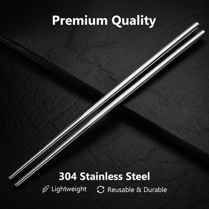 6 Pairs 304 Stainless Steel Reusable Chopsticks, Silver | Non-Slip Tips, Dishwasher Safe & Lightweight, for Sushi, Ramen, Noodles, Rice & Asian Cuisine, Premium Gift Set, Food Grade4