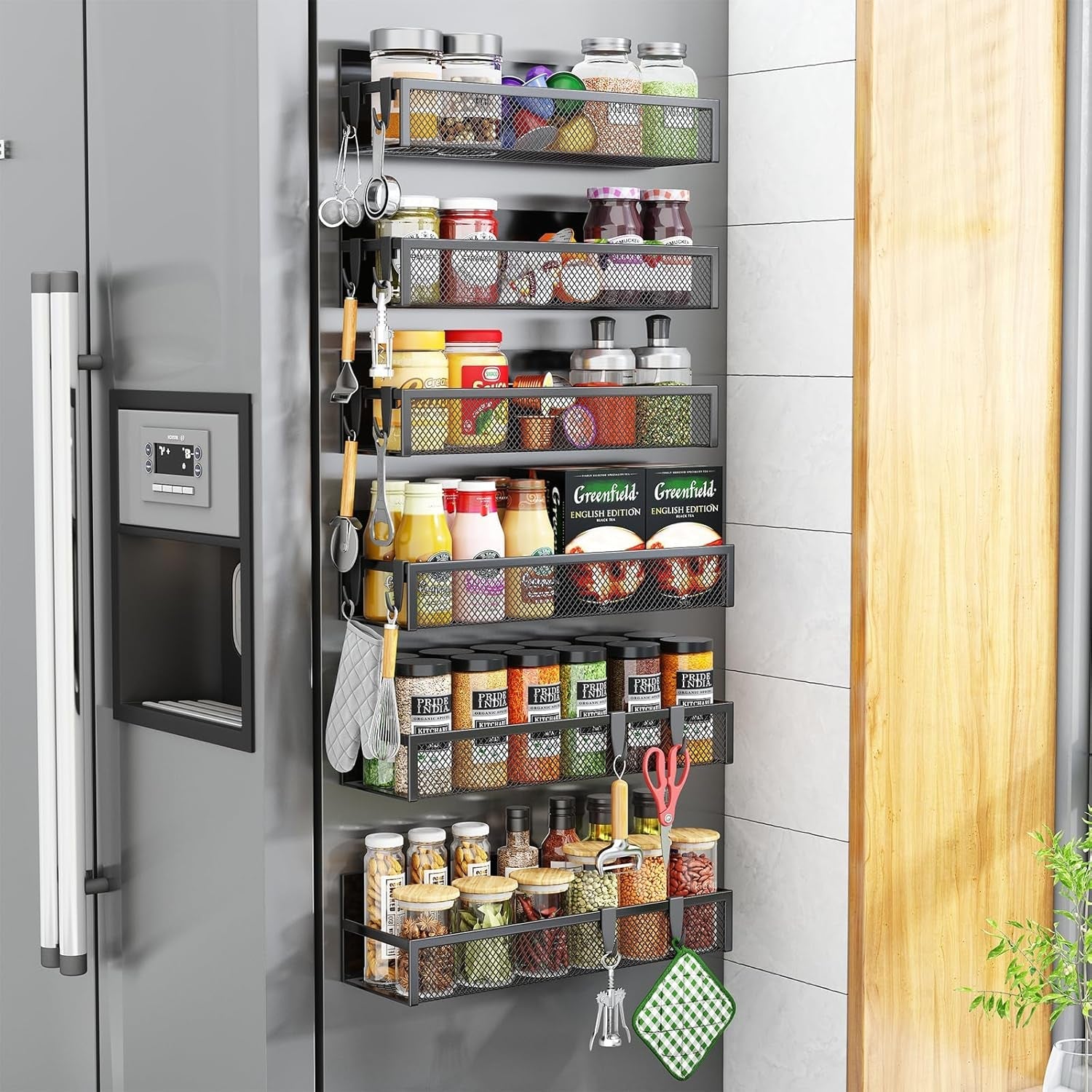 magnetic-spice-rack-for-refrigerator-6-pack-magnetic-shelf-fridge-magnet-organizer-with-moveable-12-hooks-magnetic-fridge-shelf-for-kitchen-organization-and-storage-6-pack