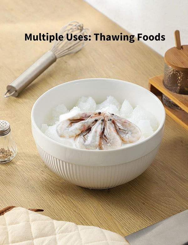 Large Ceramic Mixing Bowls, White Kitchen Bowls (1QT/2.3QT/4.6QT), Set of 3 Nesting Bowls for Baking, Cooking, Serving, Prepping, Dough Bread Making Bowl, Microwave and Dishwasher Safe7
