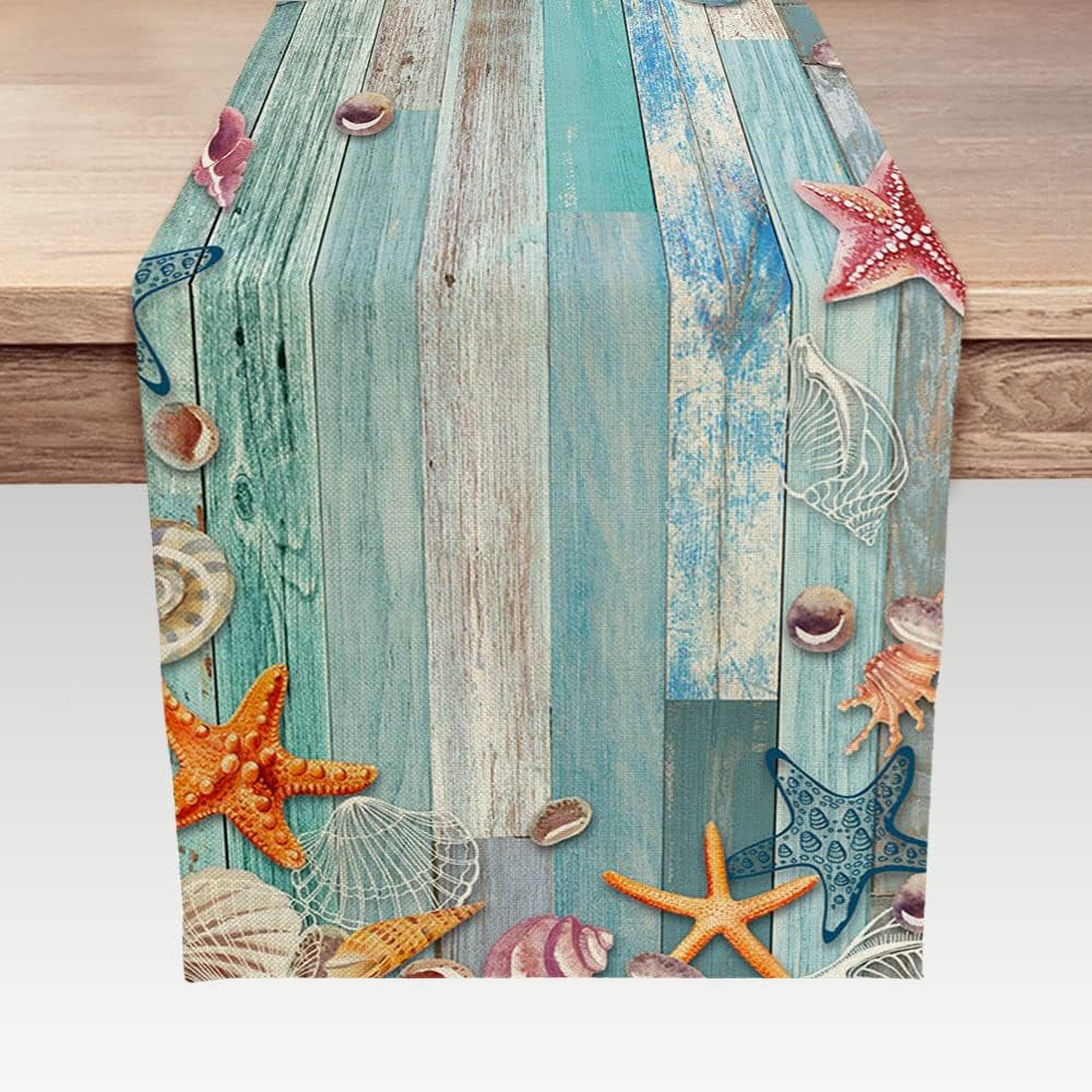 beach-table-runner-summer-ocean-beach-seashell-starfish-table-runner-for-kitchen-coastal-nautical-linen-non-slip-dining-table-runners-for-family-dinner-wedding-outdoor-indoor-party