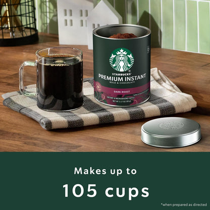 Starbucks Premium Instant Coffee Dark Roast, 3 Tins 3.17 Oz | 100% Arabica Premium Instant and Microground Coffee; Dark Roast; 3 Tins, 3.17 Oz Each6
