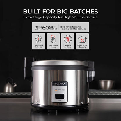CUCKOO Commercial Rice Cooker and Warmer, 60-Cup Cooked, CR-3055 | 30-Cup Uncooked Capacity, Nonstick Inner Pot, 3 Cooking Modes, One-Touch Operation, Steam Cooking3