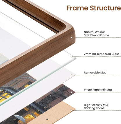 6X8 Picture Frame, Walnut Wooden Tabletop Picture Frames Matted 5X74