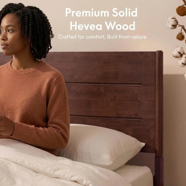 Apollo Solid Wood Platform Bed Full, Headboard, Mahogany4