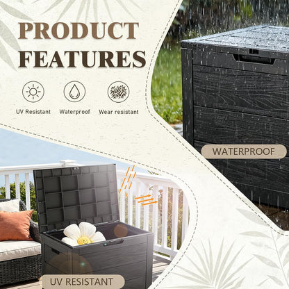 35 Gallon Outdoor Storage Box Waterproof,Deck Boxes Outdoor Waterproof,Resin Deck Box Delivery Boxes for outside for Package Delivery,Patio Cushions,Gardening Tools,Uv Resistant4