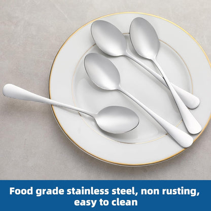 12 Pcs Teaspoons Set, Food-Grade Stainless Steel Spoons Silverware, Cutlery Tea Spoons, Durable Dessert Spoons, Metal Spoon for Home, Kitchen or Restaurant, Mirror Polished, Dishwasher Safe 6.7 Inch3