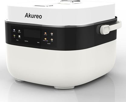 3L Smart Rice Cooker, 6-Cup Uncooked, Fuzzy Logic, Stainless Steel Spherical Inner Pot with Non-Stick Ceramic Glaze Coating, Keep Warm, White1
