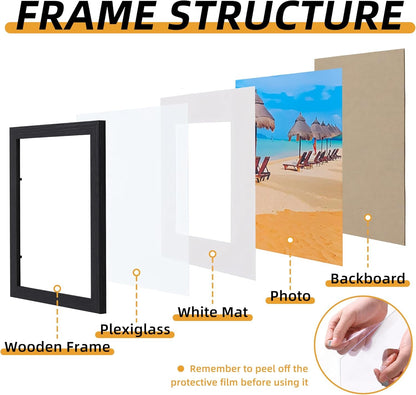 7 Pack Picture Frames Collage Wall Decor, Gallery Wall Frame Set for Wall Mounting or Tabletop Display, Multi Sizes Including 16X20-1, 11X14-2, 8X10-2，5X7-2 Family Photo Frames,Made of Solid Wood，Black3