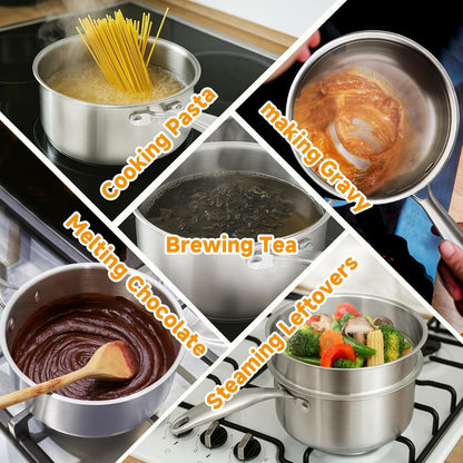 1.5 Qt Tri-Ply Stainless Steel Saucepan with Steamer Basket & Lid | Nonstick, Sauce Pan with Stay-Cool Handle, Induction Safe, Small Cooking Pot, Ideal for Vegetables, Oatmeal, Daily Steaming7