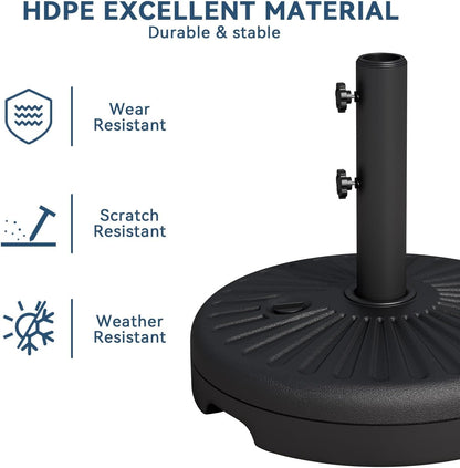 82Lb Capacity Outdoor Umbrella Base Water Filled Stand, Patio Umbrella Base Stand, Patio Outdoor Heavy Duty Umbrella Holder Stand (Black)7