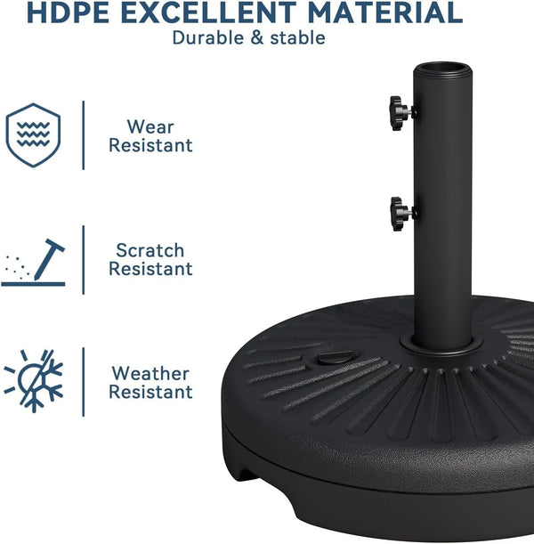 82Lb Capacity Outdoor Umbrella Base Water Filled Stand, Patio Umbrella Base Stand, Patio Outdoor Heavy Duty Umbrella Holder Stand (Black)7