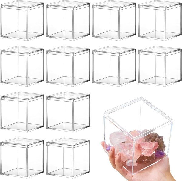 12 Pcs Clear Acrylic Boxes with Lid,Square,3 X 3 X 31