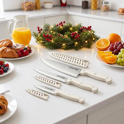 LITTLE COOK 3 Piece Knife Set, Chef Knife Set with Sheaths, Wheat Handle | Innovative Wheat Handle8