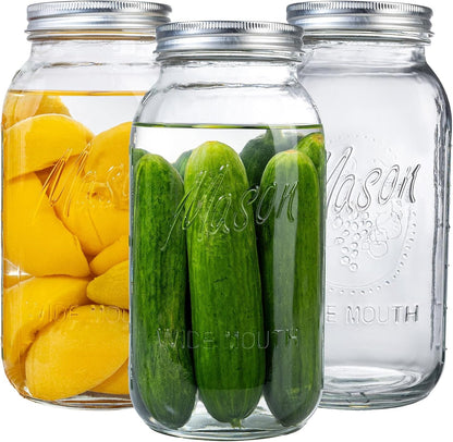 3 Pack 64Oz Wide Mouth Mason Jars,Half Gallon Mason Jar for Pickling, Canning, Fermenting and Food Storage, Microwave & Dishwasher Safe1