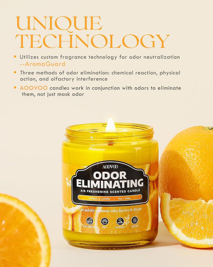 Citrus Lemon Odor Eliminating Candle - 9Oz Soy Candles for Home2