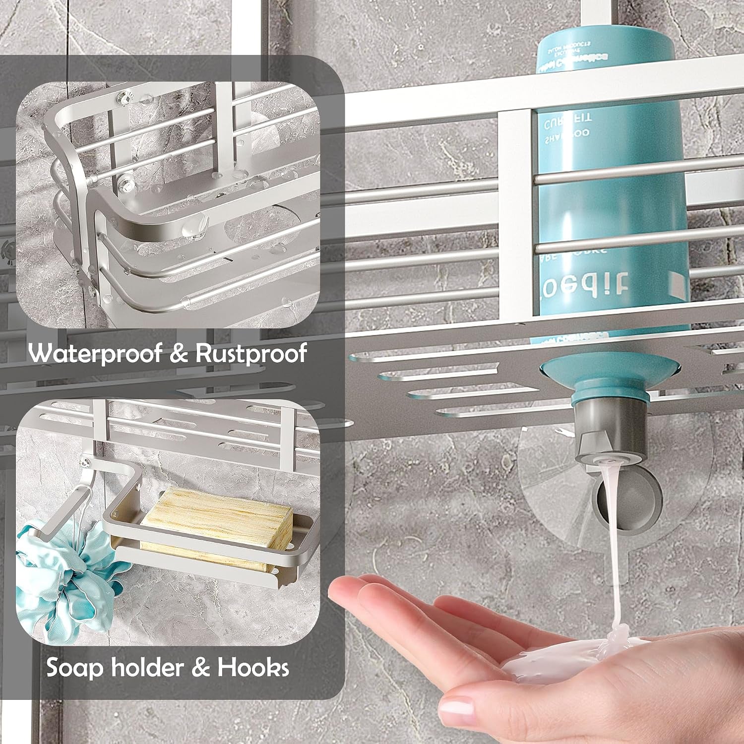 shower-caddy-hanging-never-rust-aluminum-shower-organizer-over-showerhead-no-drilling-shower-racks-with-soap-holder-multi-hooks-bathroom-storage-for-shampoo-sponge-silvery