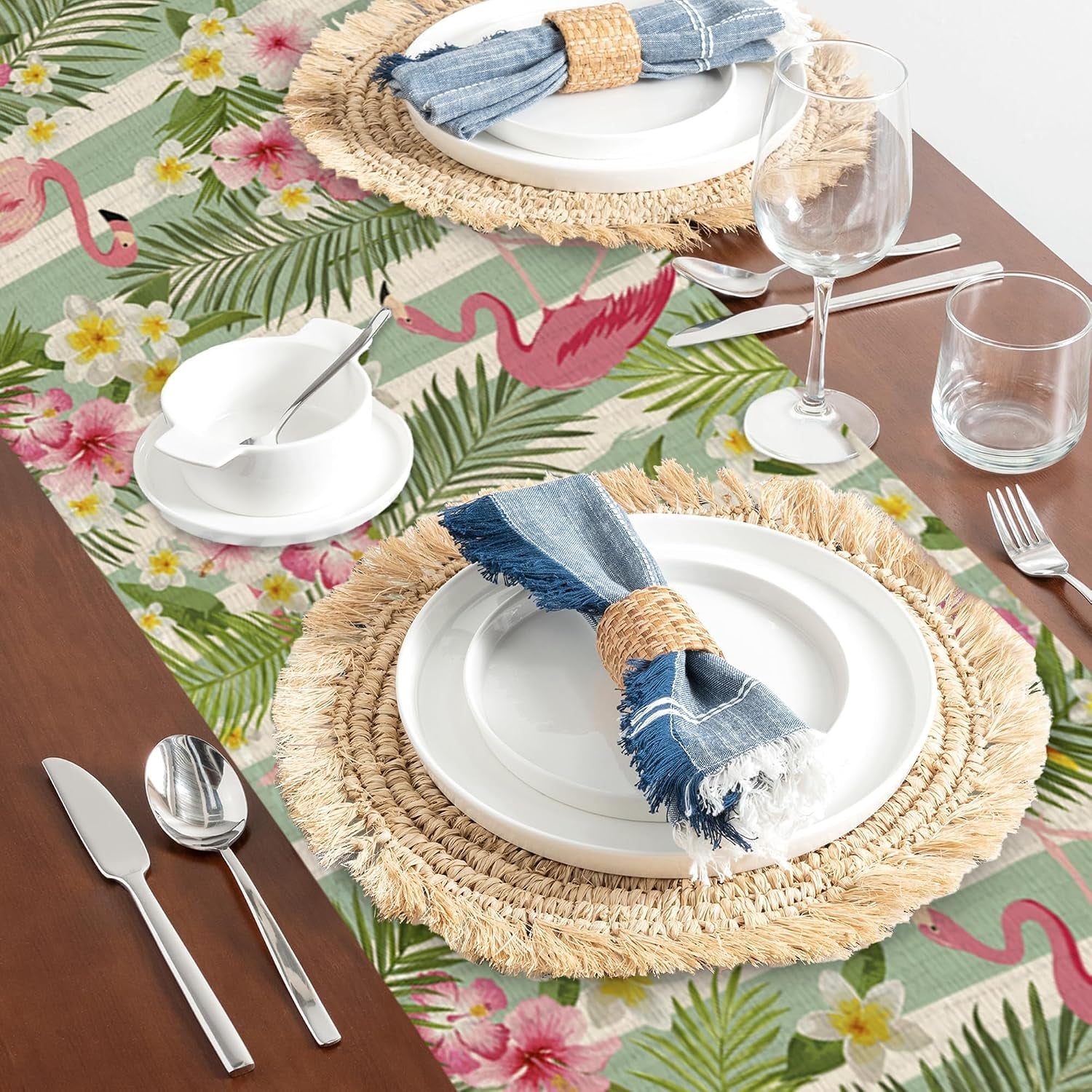 flamingo-palm-leaf-hibiscus-table-runner-dresser-scarves-seasonal-linen-tablerunner-for-indoor-outdoor-kitchen-home-party-holiday-dining-table-decor-13-x-70-inch