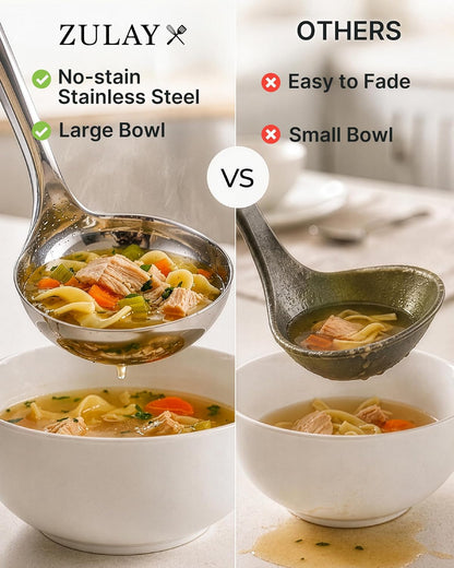 Premium Soup Ladle - 12" Stainless Steel with Non-Slip Silicone Handle3