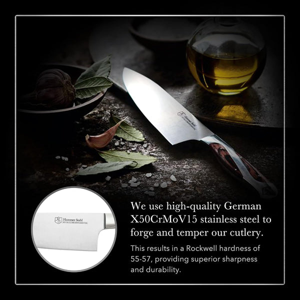 8-Inch High Carbon Chef Knife | Versatile Cooking Knife for Chopping, Slicing & Precision Cutting | German Forged Sharp Kitchen Knife | Ergonomic Quad-Tang Pakkawood Handle & Gift Box3