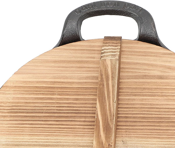 Cast Iron Wok, Heavy Duty Flat Base Stir Fry Pan with Wooden Lid for Home Kitchen Stove Cooking Cast Iron Solid Wood 20Cm 1 Piece7