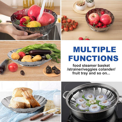 Steamer Basket, Stainless Steel Vegetable Steam Baskets for Steaming Cooking Expandable to Fit Various Size Pot (5.5" to 9.3")7