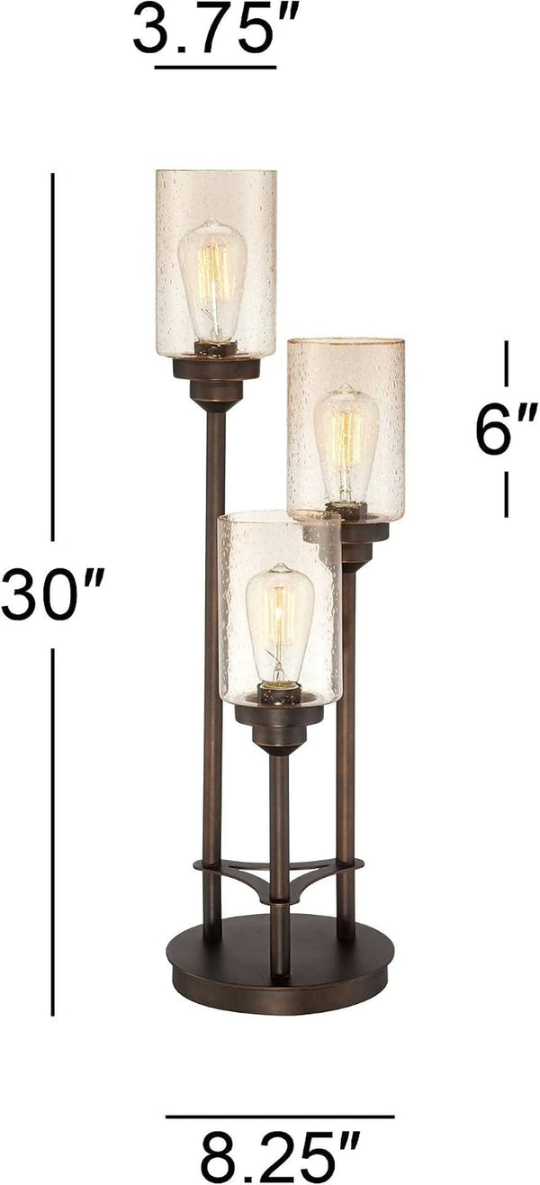 Libby 30" Large Table Lamp Edison Bulb LED Bronze Seeded Metal Glass4