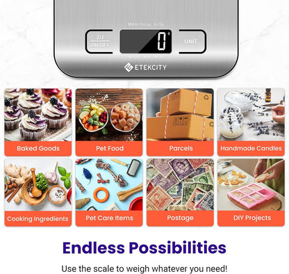 Food Kitchen Scale, Digital Grams and Ounces, 11Lb | Tare Function, Ideal for Baking, Weight Loss, Keto, Meal Prep, Packages, Liquids and Jewelry, 304 Stainless Steel10