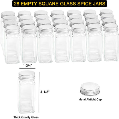 Spice Rack Organizer with 32 Spice Jars, 386 Spice Labels, Chalk Marker and Funnel Set for Cabinet, Countertop, Pantry, Cupboard or Door & Wall Mount - 32 Jars, 15.3" W × 10.8" H, Black5