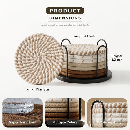 Coasters Set of 8 for Drinks, 4 Inch Large Coasters for Coffee Table, Tabletop Protection for Hot & Cold Drinks, Versatile Coasters for Home Decor, Non-Slip & Easy to Clean, Coffee4