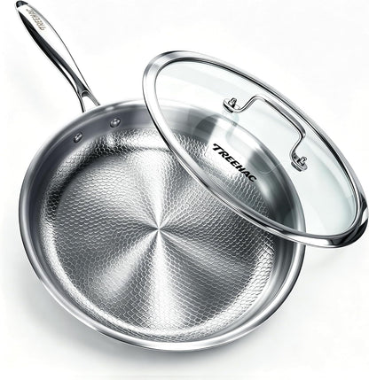 Titanium Pan, 12 Inch Hammered Titanium Pro Frying Pan with Lid, Healthy Skillet for Cooking, PFAS PFOA PTFE Free Cookware, Dishwasher & Oven Safe, Induction Ready1