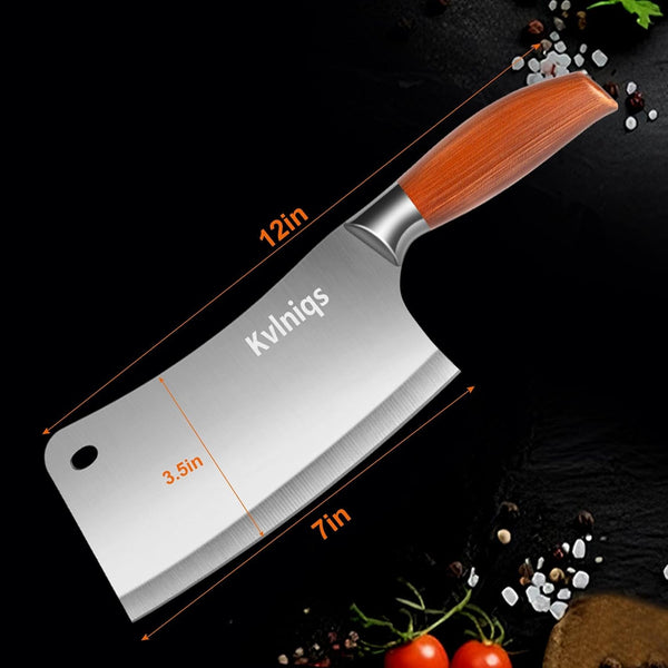 7-Inch Butcher Knife Meat Cleaver, Heavy Duty Bone Chopper, Multipurpose Kitchen Chef Knife Chopping Bone, Professional Grade High Carbon Stainless Steel Blade with Full Tang Ergonomic Non-Slip Handle5