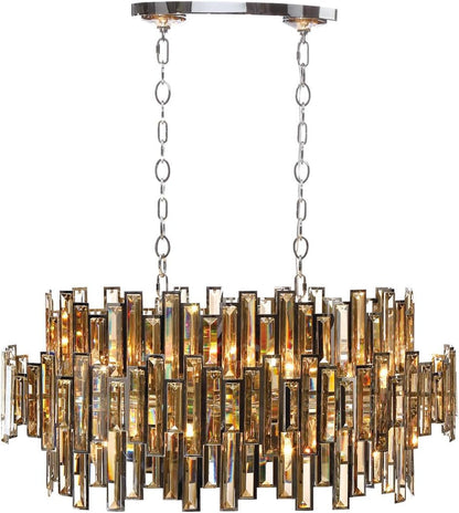 31892-018 40.5" Long Vienna Glittering Crystal Oval Chandelier with Framed Champagne Crystal and 16 B10 Light Bulbs, Medium, Chrome Finish1