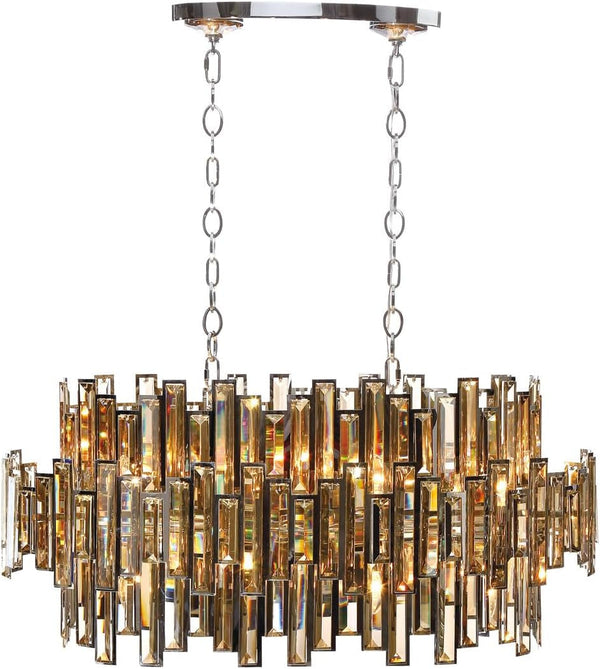 31892-018 40.5" Long Vienna Glittering Crystal Oval Chandelier with Framed Champagne Crystal and 16 B10 Light Bulbs, Medium, Chrome Finish1