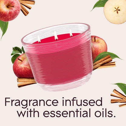 3-Wick Scented Candle Jar, Apple Cinnamon, Air Freshener Infused with Essential Oils, 6.8 Oz, 3 Count3