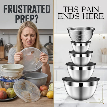 Mixing Bowls with Lids Set, Stainless Steel Mixing Bowl with Colander7