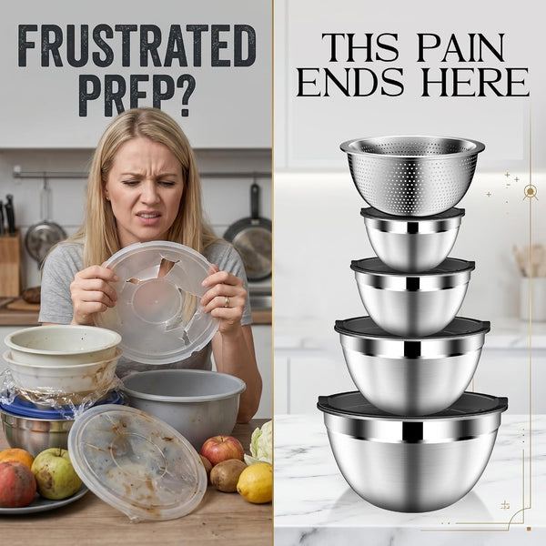 Mixing Bowls with Lids Set, Stainless Steel Mixing Bowl with Colander7