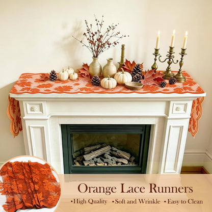 Fall Table Runner Fall Decorations for Home 13 X 72 Inch Maples Leaves Lace | Fall Decor Orange Runners Thanksgiving Table Runner Autumn Harvest Thanksgiving Decorations for Table Kitchen Dining Party4