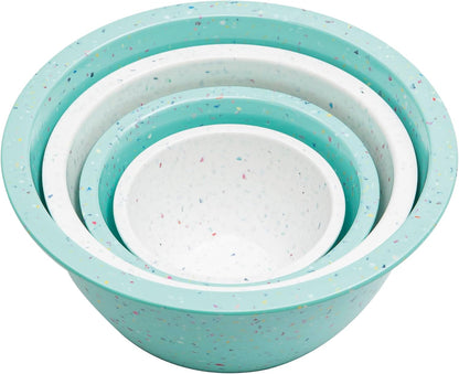 Confetti Melamine Mixing Nesting Bowls Set, 4 Piece 18Oz to 4Qt Mint1
