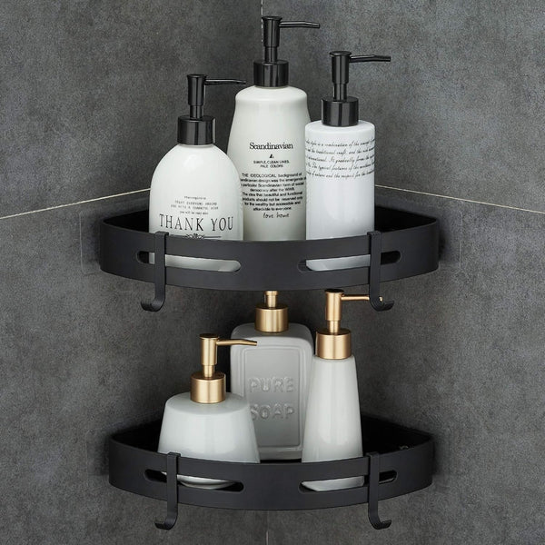 Adhesive Corner Shelf Bathroom Shower Caddy Organizer for Kitchen Toilet No Drilling 2-Tier Bathroom Corner Shelves Shower Caddies1