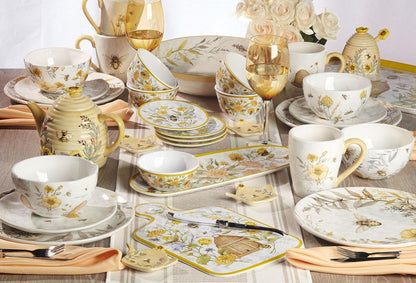 Bee Sweet 12-Piece Melamine Dinnerware Set, Service for 4, Bee & Floral Plates and Bowls, Durable Shatterproof Outdoor Tableware for Spring & Summer Entertaining2