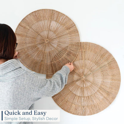 Wicker 23 Inch Jute Wall Decor Baskets, Set of 6 Extra Large Woven Jute Wall Plates, 23",21",15",13",12,10", Decorative Baskets for Wall Arts, Wall Hanging for Bedroom, Living Room, Office | 23", 21", 15", 13", 12", 10" Natural Handwoven Jute Boho Wall Art, Coastal Wall Basket for Living Room, Bedroom, Entryway7