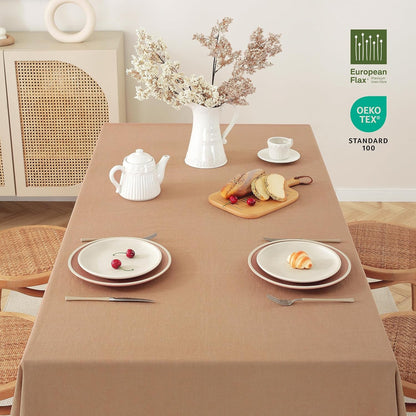 100% Pure French Linen Tablecloth(Beige, Square-55X55 Inch)2