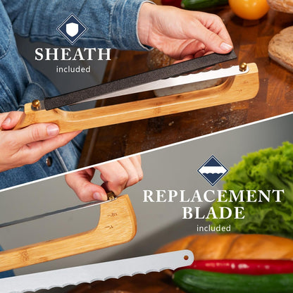 Adjustable Bread Bow Knife with Replacement Blade & Sheath5