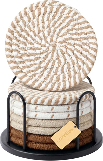 Coasters Set of 8 for Drinks, 4 Inch Large Coasters for Coffee Table, Tabletop Protection for Hot & Cold Drinks, Versatile Coasters for Home Decor, Non-Slip & Easy to Clean, Coffee1