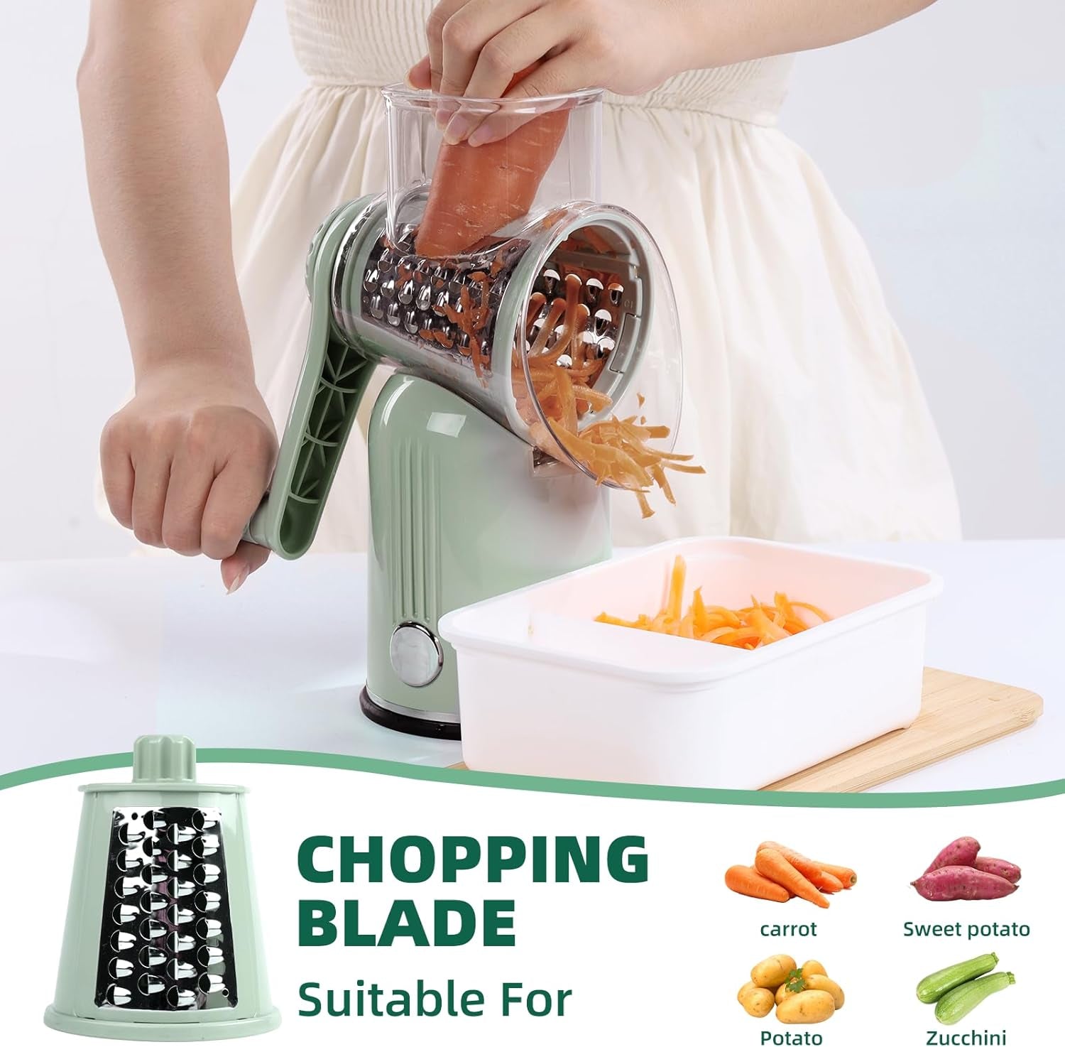 rotary-cheese-grater-with-handle-5-replaceable-bladesgreen